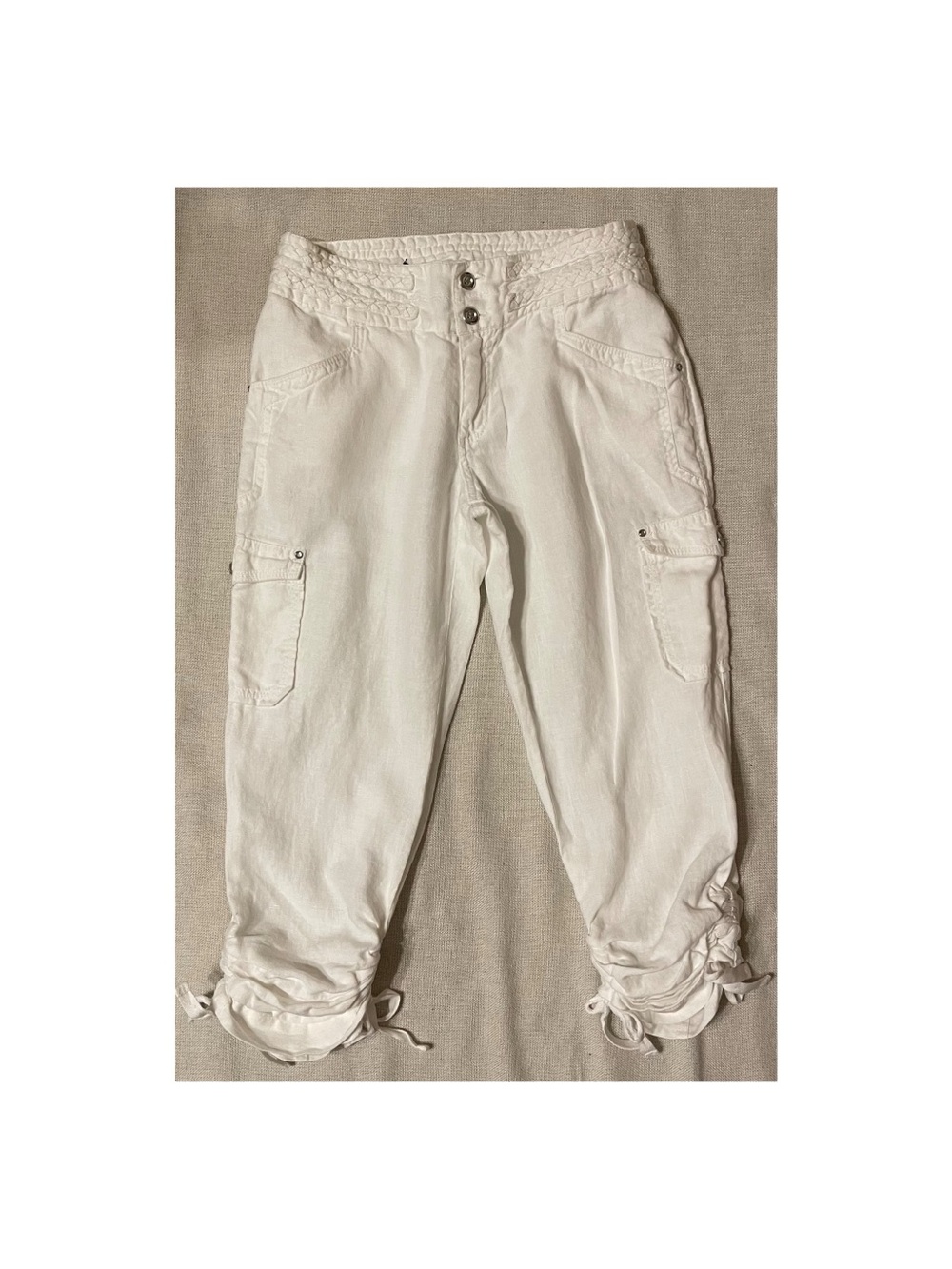 INC International Concepts White Cargo Tie-Hem Pants